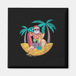 Hawaiianischer Weihnachtsmann Tropical Summer Surf Magnet