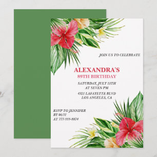 Hawaiianisches 89. Geburtstags-Blumen-Hibiskus-The Einladung