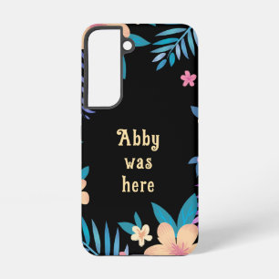 Hawaiianisches Blumendesign in Schwarz Samsung Galaxy Hülle