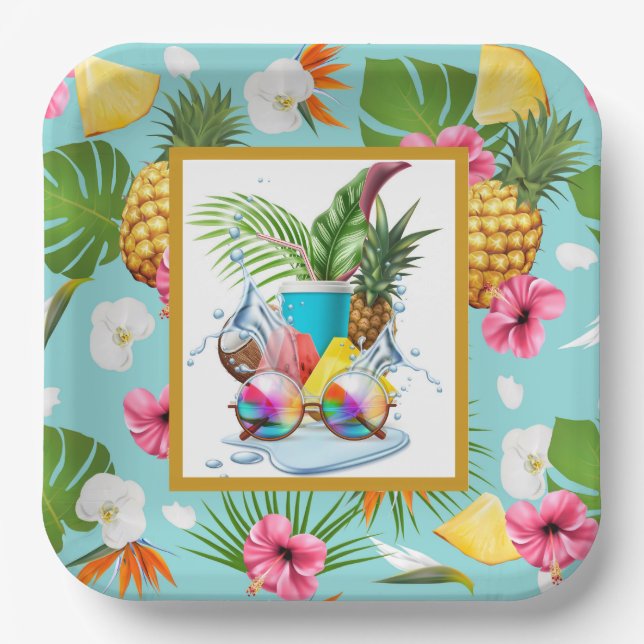 Hawaiianisches Fest  Pappteller (Vorderseite)