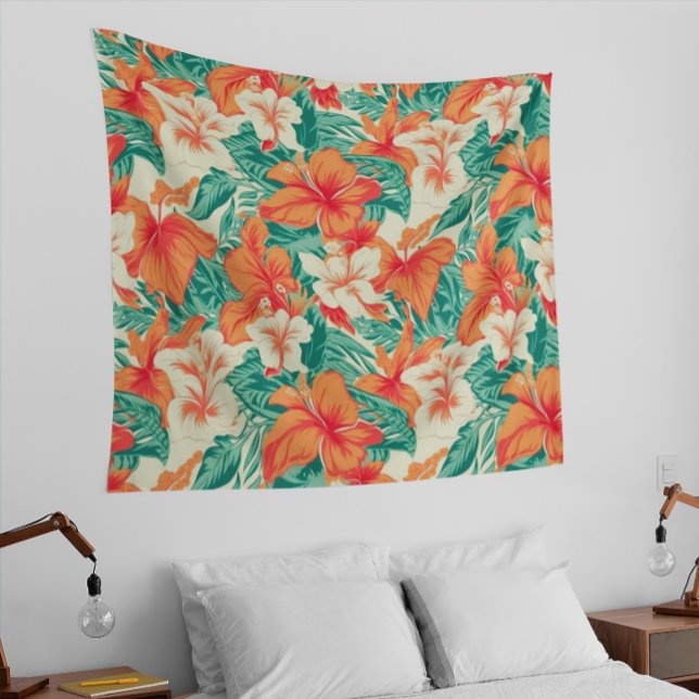 Hawaiianisches Flair, farbenfrohe tropische Blume Wandteppich (Von Creator hochgeladen)