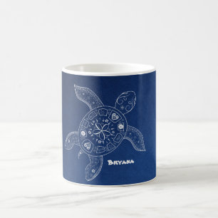 Hawaiianisches Meeresschildkröte Weiß auf Blue Bea Tasse