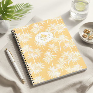 Hawaiianisches Palmbaum-Silhouettenmuster Gold ID1 Notizbuch