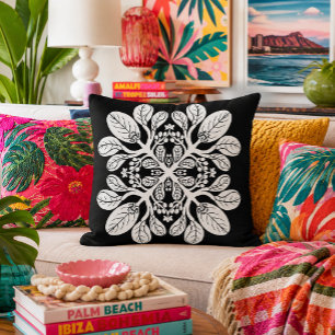 Hawaiianisches Quilt-Naupaka-Design Weiß Kissen