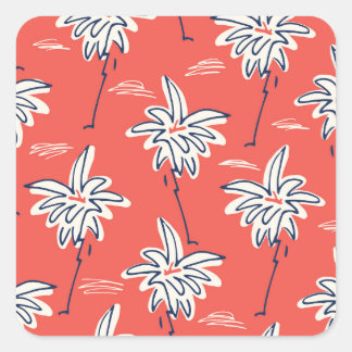 Hawaiianisches Shirt, doodle Palmen Muster. Quadratischer Aufkleber