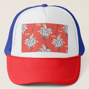 Hawaiianisches Shirt, doodle Palmen Muster. Truckerkappe