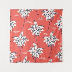 Hawaiianisches Shirt, doodle Palmen Muster. Wandteppich