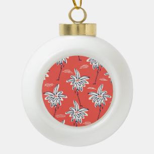 Hawaiianisches Strandhemd, Doodle-Palmenmuster. Keramik Kugel-Ornament