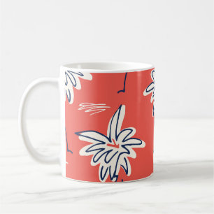 Hawaiianisches Strandhemd, Gekritzel-Palmenmuster. Kaffeetasse