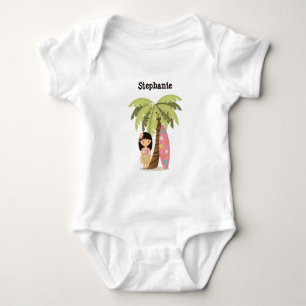 Hawaiianisches Surfer-Mädchen Baby Strampler