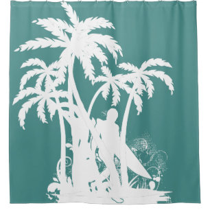 Hawaiianisches Tropisches Strand-Surf-Design Duschvorhang