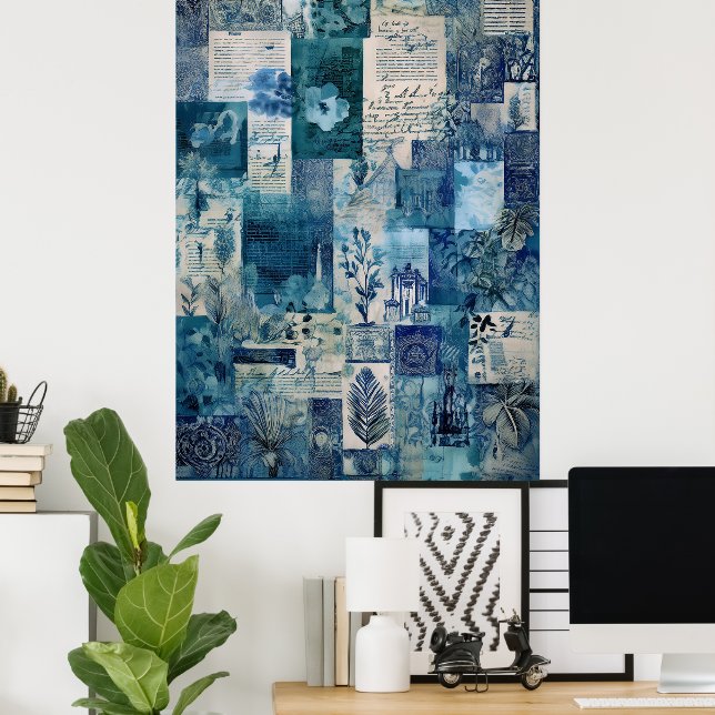 Hawaiianisches Vintages botanisches Scrapbook Poster (Heimbüro)