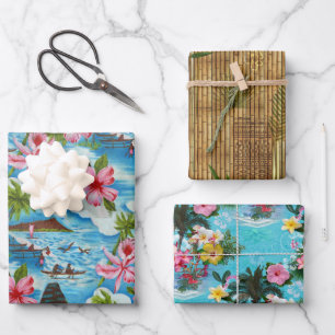 Hawaiianisches Wrapping Paper-Set Geschenkpapier Set