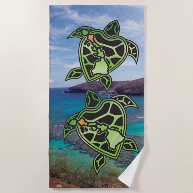 Hawaiii Schildkröte-Inseln Strandtuch (Vorderseite)