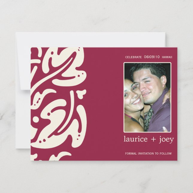 Hawaiin - Save the Date Postkarte (Vorderseite)