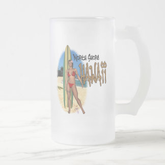 Hawaiinordufersurfer-Mädchen-Tasse Mattglas Bierglas
