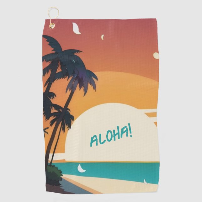 Hawaiisch/Aloha/Tropical/Strand Golfhandtuch (Vorderseite)