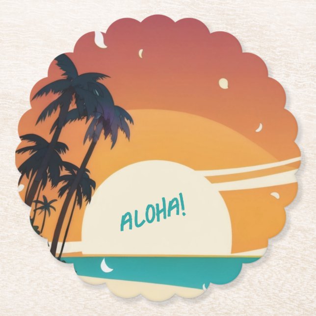 Hawaiisch/Aloha/Tropical/Strand Untersetzer (Vorderseite)