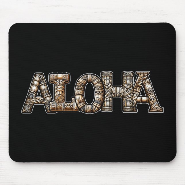 Hawaiisch-Polynesischer Aloha Bamboo Look Mousepad (Vorne)