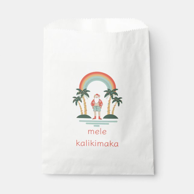 Hawaiisch/Regenbogen/Palmen Santa Geschenktütchen (Vorderseite)