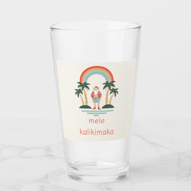 Hawaiisch/Regenbogen/Palmen Santa Glas (Vorderseite)