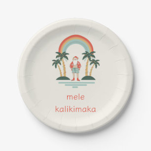Hawaiisch/Regenbogen/Palmen Santa Pappteller