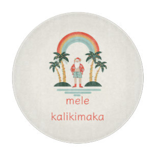 Hawaiisch/Regenbogen/Palmen Santa Schneidebrett