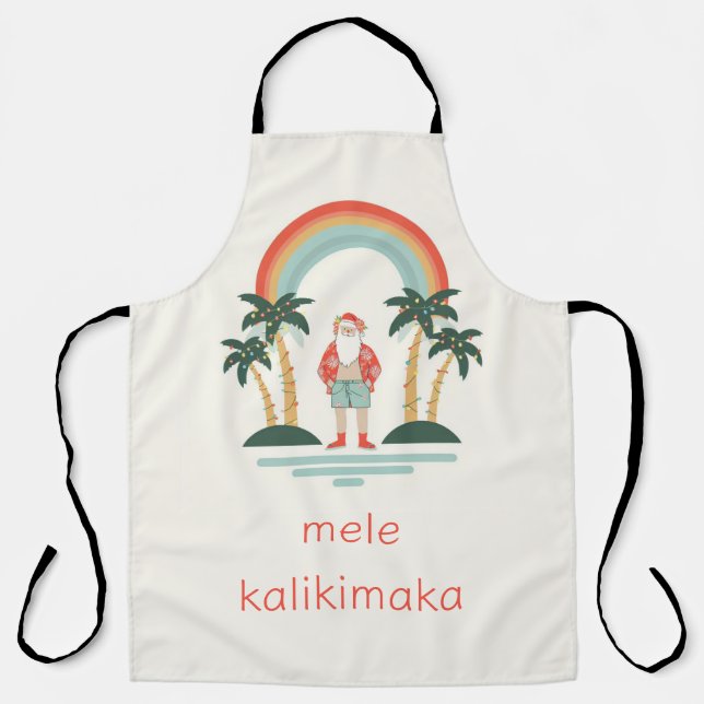 Hawaiisch/Regenbogen/Palmen Santa Schürze (Vorderseite)