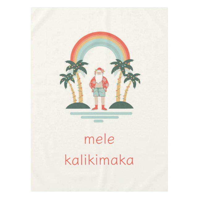 Hawaiisch/Regenbogen/Palmen Santa Tischdecke (Vorderseite)
