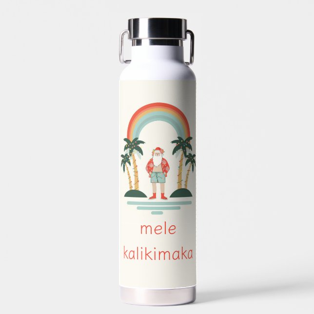 Hawaiisch/Regenbogen/Palmen Santa Trinkflasche (Vorne)