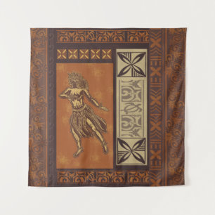 Hawaiisch - Samoan Hula Tapa Board Print Wandteppich