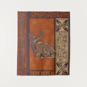 Hawaiisch - Samoan - Polynesischer Hula-Tänzer Wandteppich