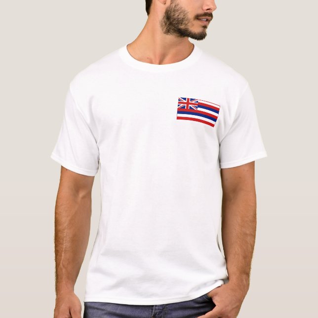 Hawaiische Flagge + Karten-T - Shirt (Vorderseite)