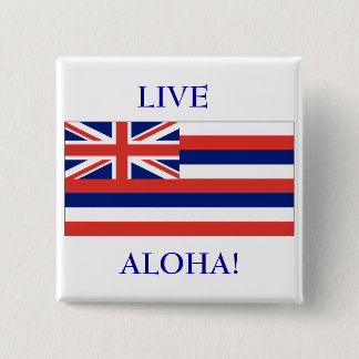 Hawaiische Flagge, LIVE, ALOHA! KNOPF Button