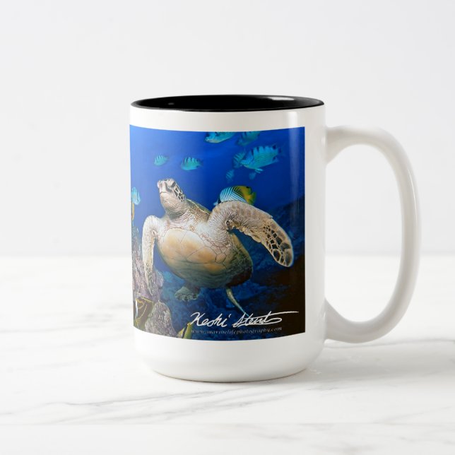 Hawaiische grüne Meeresschildkröte, Honu Zweifarbige Tasse (Rechts)