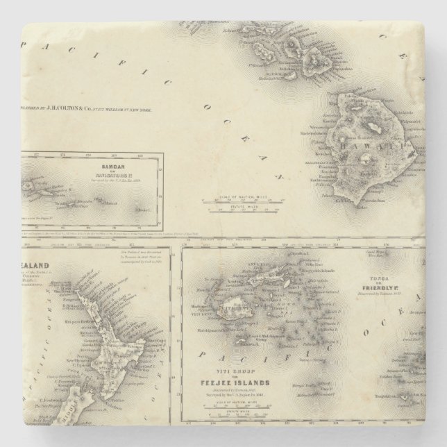 Hawaiische Gruppen-oder Sandwich-Inseln Steinuntersetzer (Vorderseite)