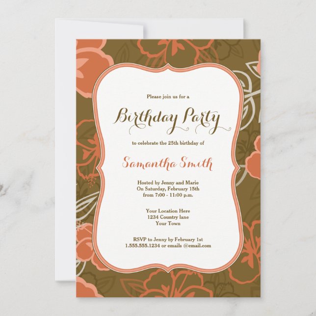 Hawaiische Hibiskus-Blumen-Geburtstags-Einladung Einladung (Vorderseite)