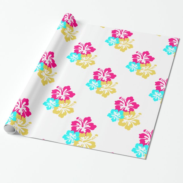 Hawaiische Hibiskus-Blumen Geschenkpapier (Ungerollt)