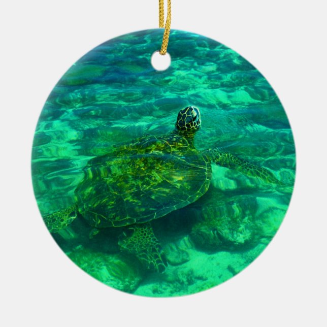 Hawaiische Honu Meeresschildkröte Keramik Ornament (Vorne)