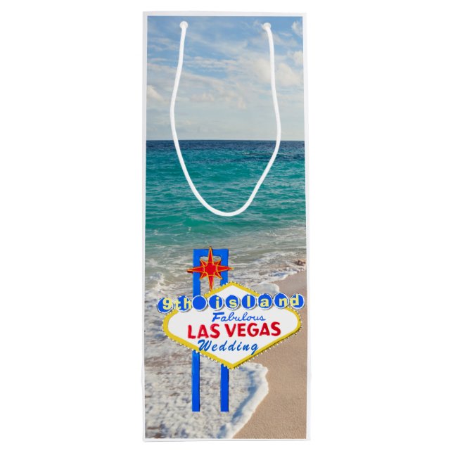 Hawaiische Insel Las Vegas der Hochzeits-9. Geschenktüte Für Weinflaschen (Rückseite)