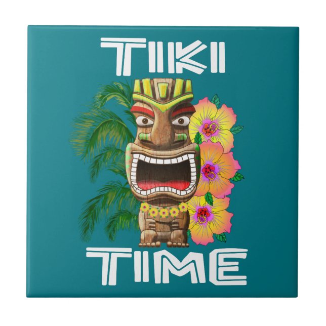 Hawaiische Inseln Tiki Statue Fliese (Vorderseite)