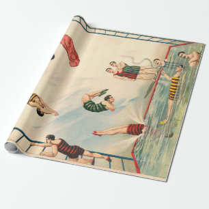 Hawaiische männliche Schwimmer-Zirkusnummer der Geschenkpapier