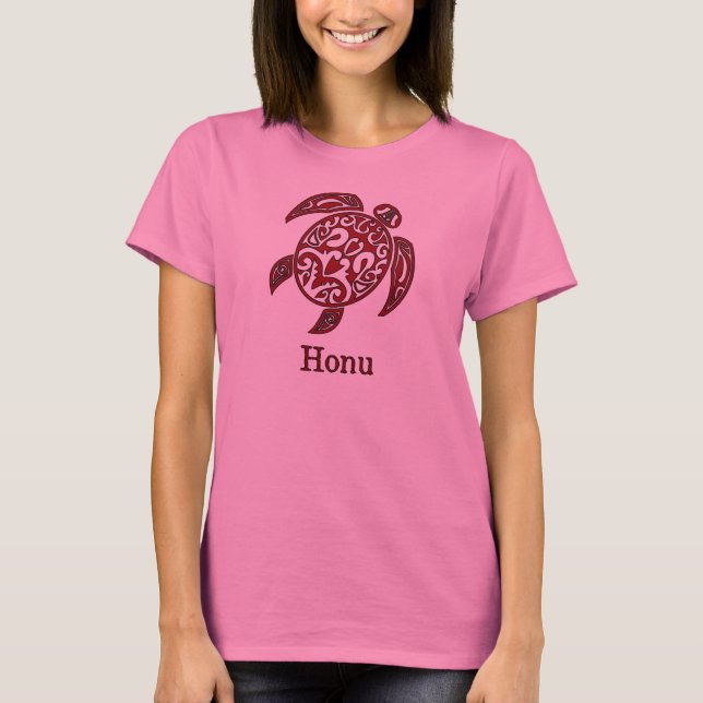 Hawaiische Meeresschildkröte im Rot T-Shirt (Vorderseite)