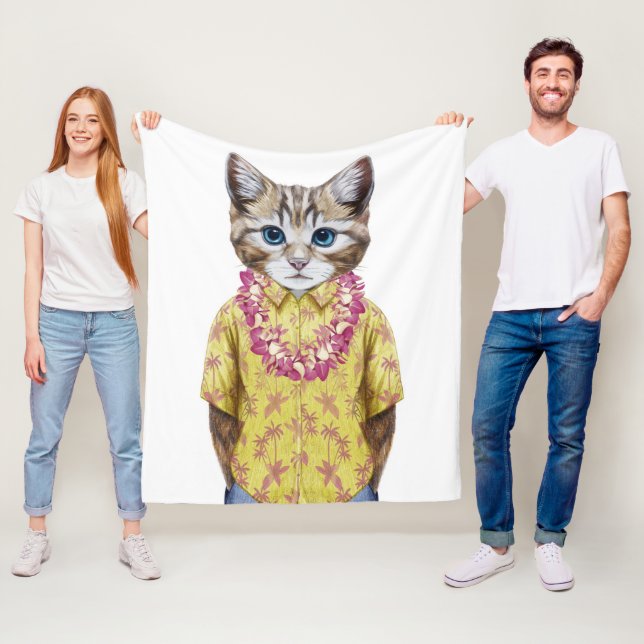 Hawaiische Miezekatze-Katze Fleecedecke (Beispiel)