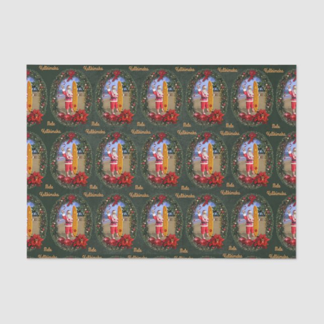 Hawaiische Sankt mit Surfbrett Seidenpapier (Vorderseite)