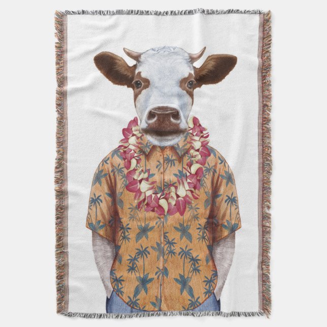 Hawaiische Shirt-Kuh Decke (Vorderseite Vertikal)