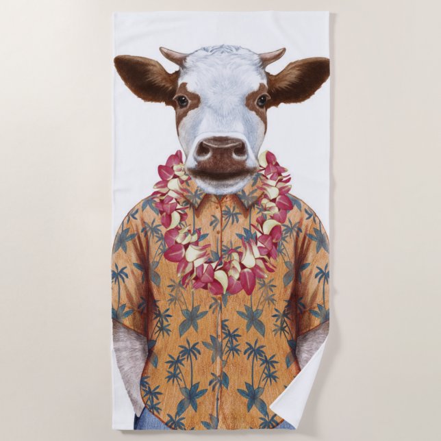 Hawaiische Shirt-Kuh Strandtuch (Vorderseite)