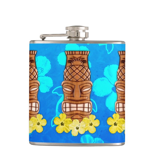 Hawaiische Tiki Maske Flachmann (Vorderseite)