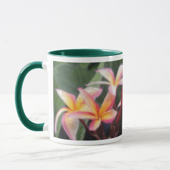 Hawaiische tropische Plumeria-u. Hibiskus-Tassen Tasse (Links)