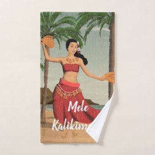 Hawaiische Vintage Mele Kalikimaka Postkarte Handtuch
